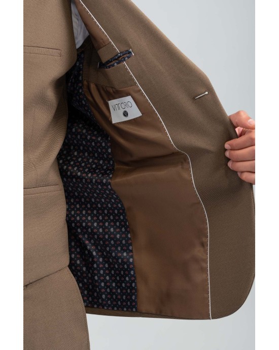 Κοστούμι Vittorio Alesio καφέ SLIM FIT