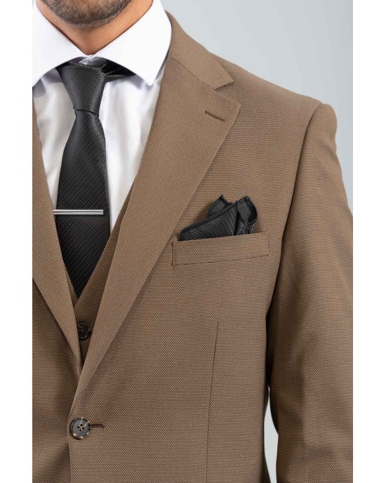Κοστούμι Vittorio Alesio καφέ SLIM FIT