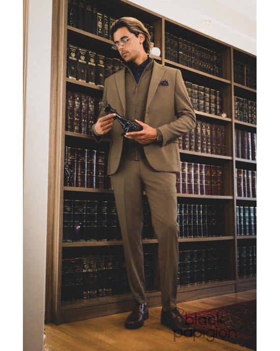 Κοστούμι Vittorio Alesio καφέ SLIM FIT