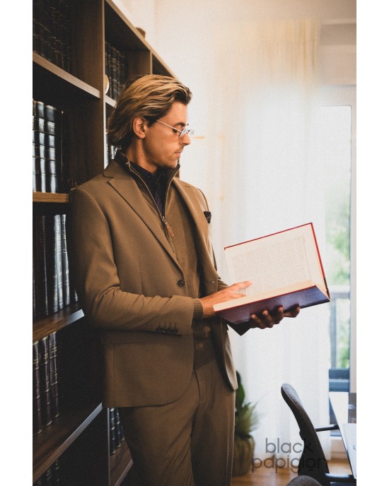 Κοστούμι Vittorio Alesio καφέ SLIM FIT