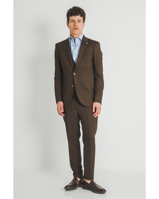 Κοστούμι Vittorio Luca καφέ SLIM FIT
