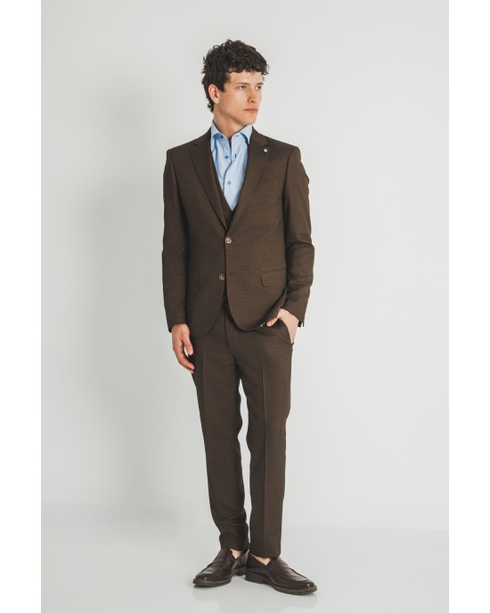 Κοστούμι Vittorio Luca καφέ SLIM FIT