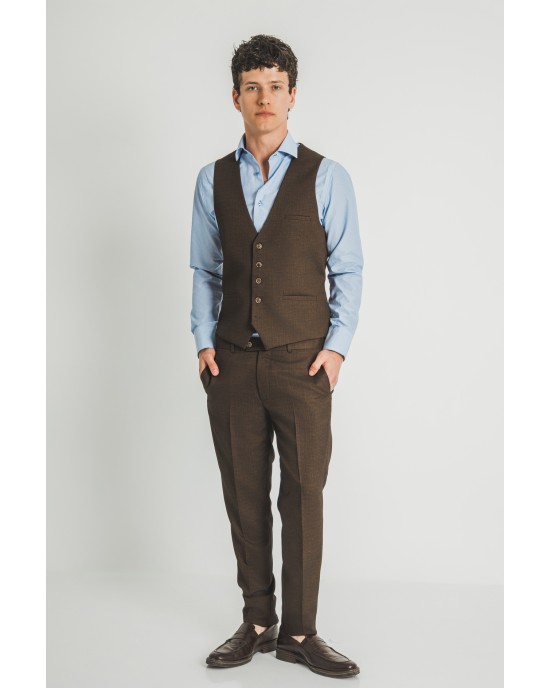 Κοστούμι Vittorio Luca καφέ SLIM FIT