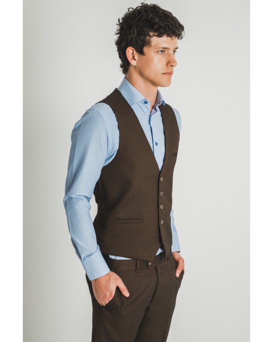 Κοστούμι Vittorio Luca καφέ SLIM FIT