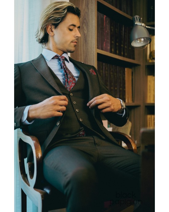Κοστούμι Vittorio Luca καφέ SLIM FIT