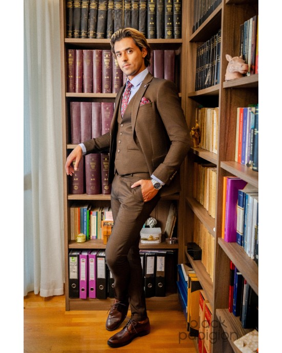 Κοστούμι Vittorio Luca καφέ SLIM FIT