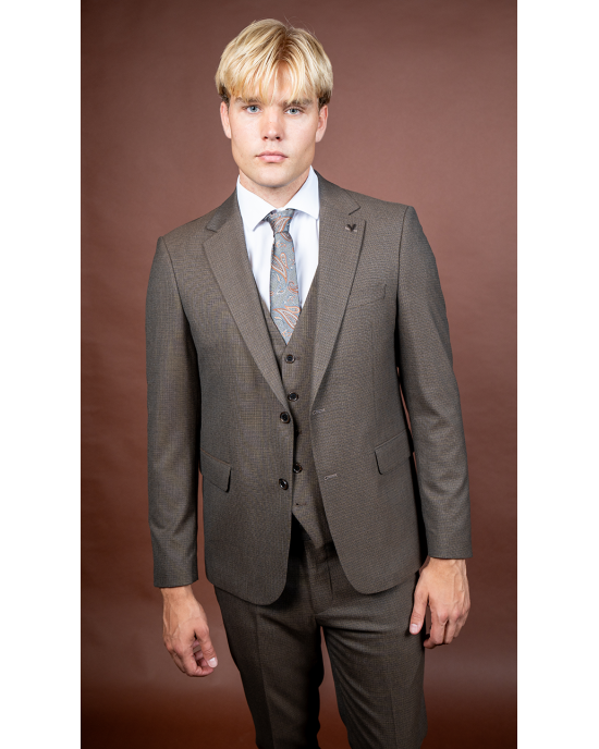Κοστούμι Vittorio Notte καφέ SLIM FIT