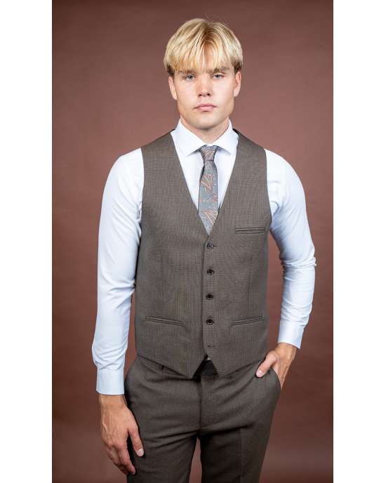 Κοστούμι Vittorio Notte καφέ SLIM FIT