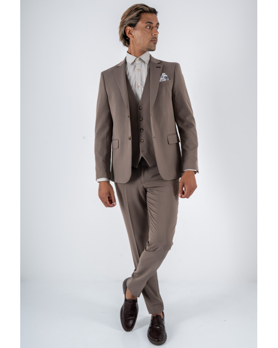 Κοστούμι Black Papigion Lougano καφέ SLIM FIT