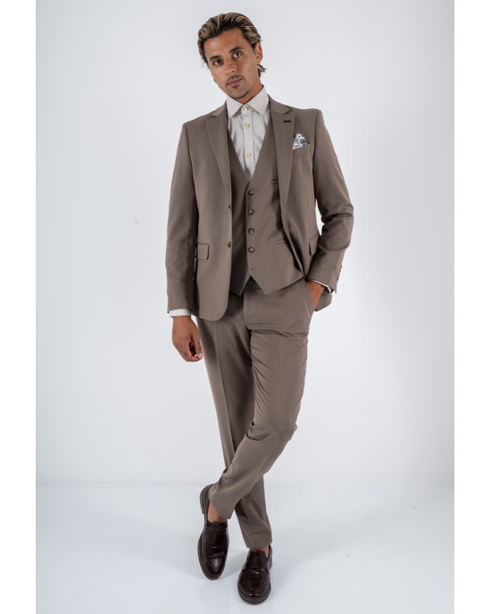 Κοστούμι Black Papigion Lougano καφέ SLIM FIT