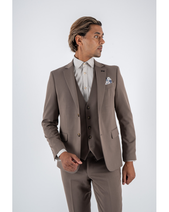 Κοστούμι Black Papigion Lougano καφέ SLIM FIT