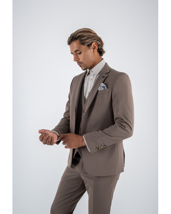 Κοστούμι Black Papigion Lougano καφέ SLIM FIT