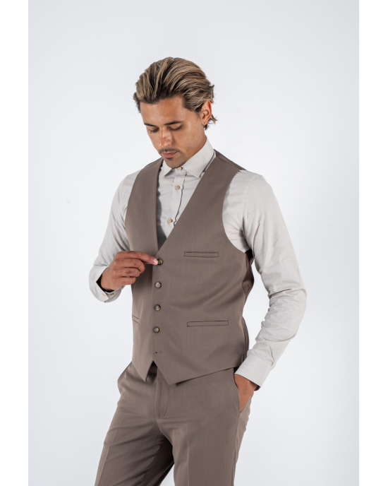 Κοστούμι Black Papigion Lougano καφέ SLIM FIT