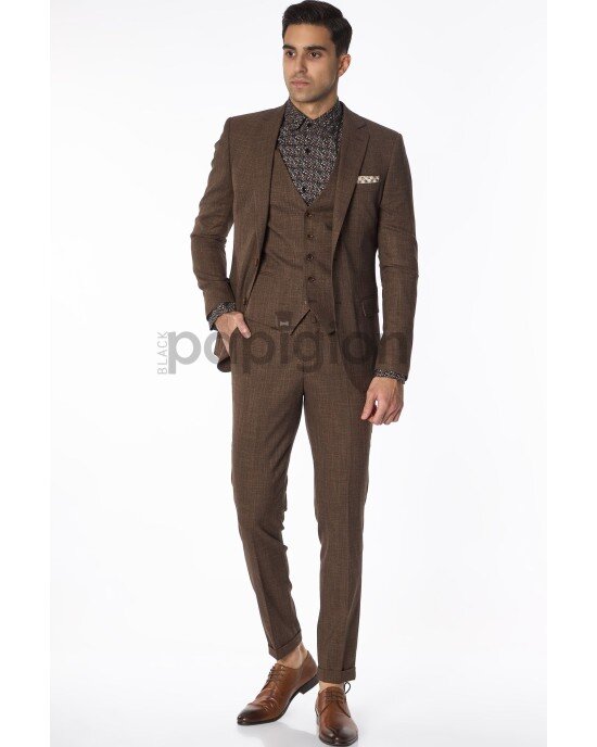 Κοστούμι Vittorio Tesino καφέ SLIM FIT Κοστούμι Vittorio Tesino καφέ SLIM FIT