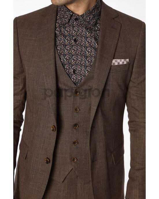 Κοστούμι Vittorio Tesino καφέ SLIM FIT Κοστούμι Vittorio Tesino καφέ SLIM FIT
