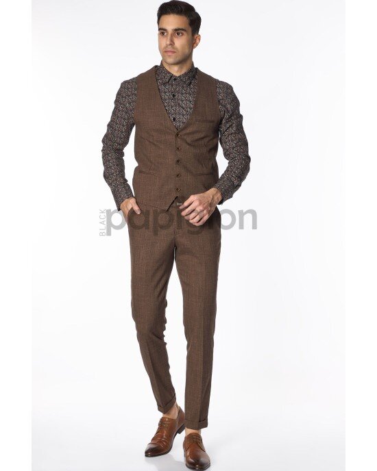 Κοστούμι Vittorio Tesino καφέ SLIM FIT Κοστούμι Vittorio Tesino καφέ SLIM FIT