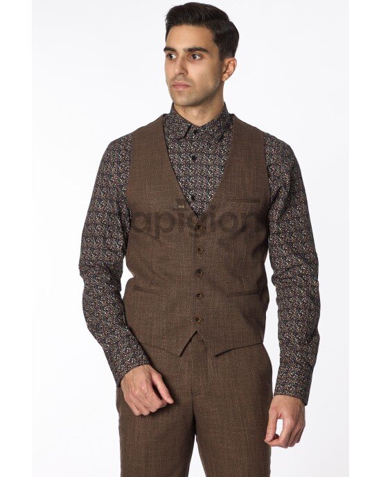 Κοστούμι Vittorio Tesino καφέ SLIM FIT Κοστούμι Vittorio Tesino καφέ SLIM FIT