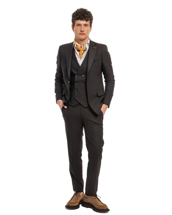 Κοστούμι Black Papigion καφέ SLIM FIT