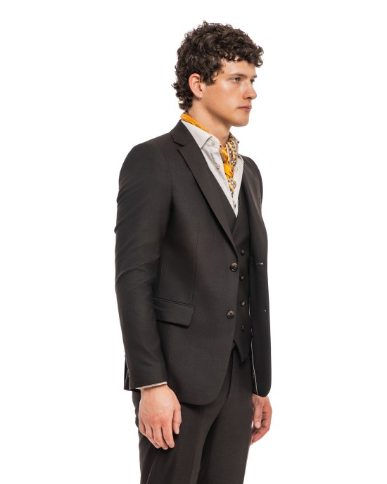 Κοστούμι Black Papigion καφέ SLIM FIT