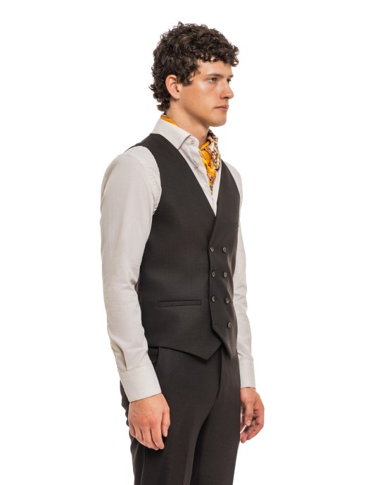 Κοστούμι Black Papigion καφέ SLIM FIT