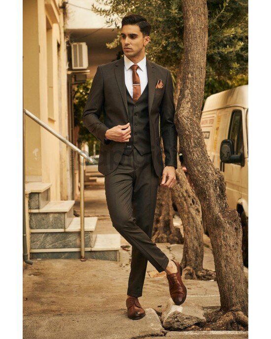 Κοστούμι Vittorio Verde καφέ SLIM FIT Κοστούμι Vittorio Verde καφέ SLIM FIT