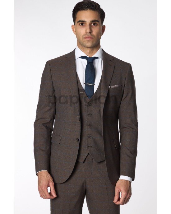 Κοστούμι Vittorio Trento καφέ SLIM FIT
