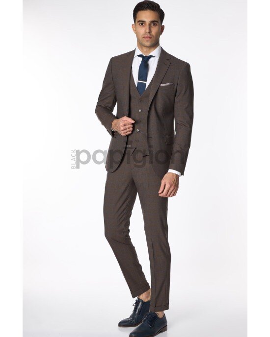 Κοστούμι Vittorio Trento καφέ SLIM FIT