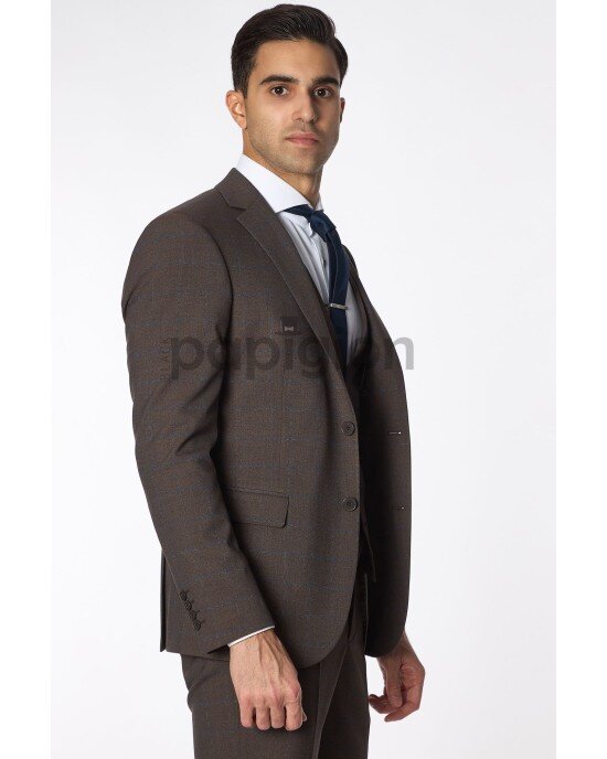 Κοστούμι Vittorio Trento καφέ SLIM FIT