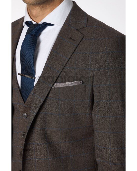 Κοστούμι Vittorio Trento καφέ SLIM FIT