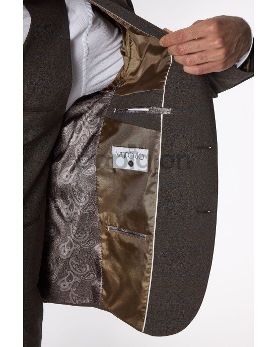 Κοστούμι Vittorio Trento καφέ SLIM FIT