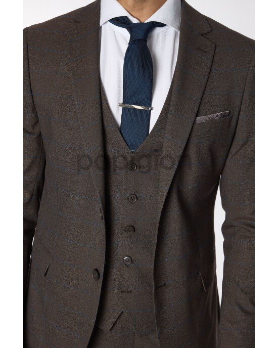 Κοστούμι Vittorio Trento καφέ SLIM FIT