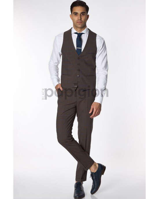 Κοστούμι Vittorio Trento καφέ SLIM FIT