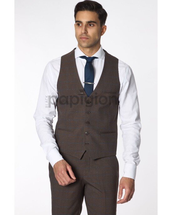 Κοστούμι Vittorio Trento καφέ SLIM FIT