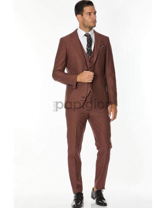Κοστούμι Vittorio Firenze καφέ SLIM FIT