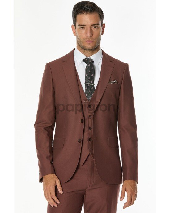 Κοστούμι Vittorio Firenze καφέ SLIM FIT