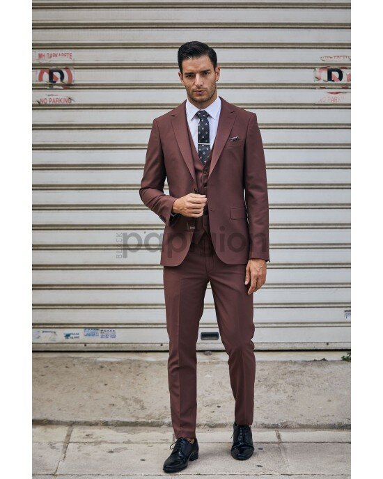 Κοστούμι Vittorio Firenze καφέ SLIM FIT