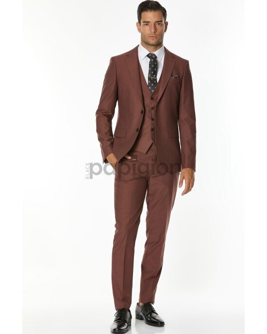 Κοστούμι Vittorio Firenze καφέ SLIM FIT