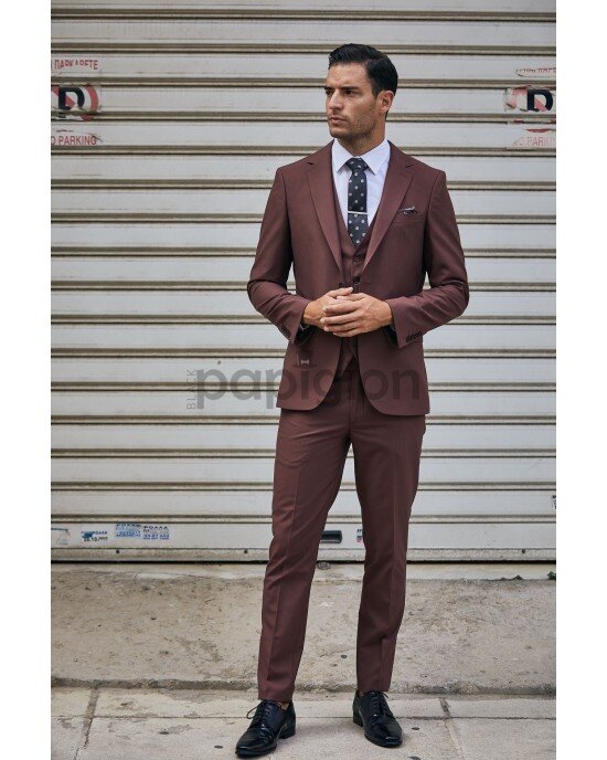 Κοστούμι Vittorio Firenze καφέ SLIM FIT