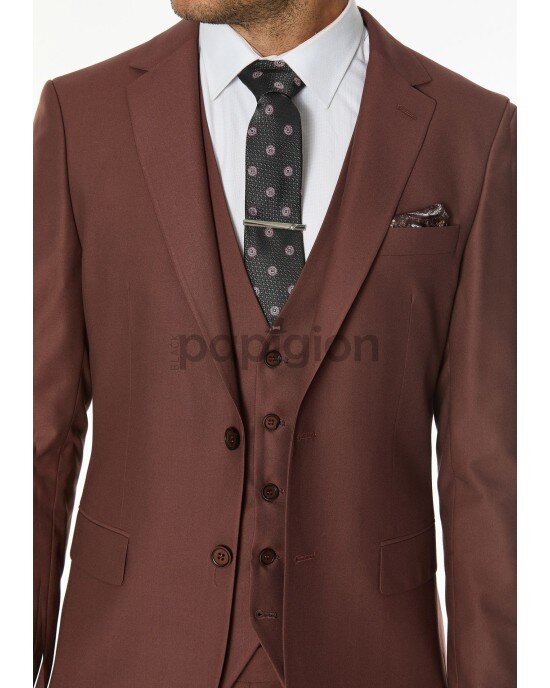 Κοστούμι Vittorio Firenze καφέ SLIM FIT