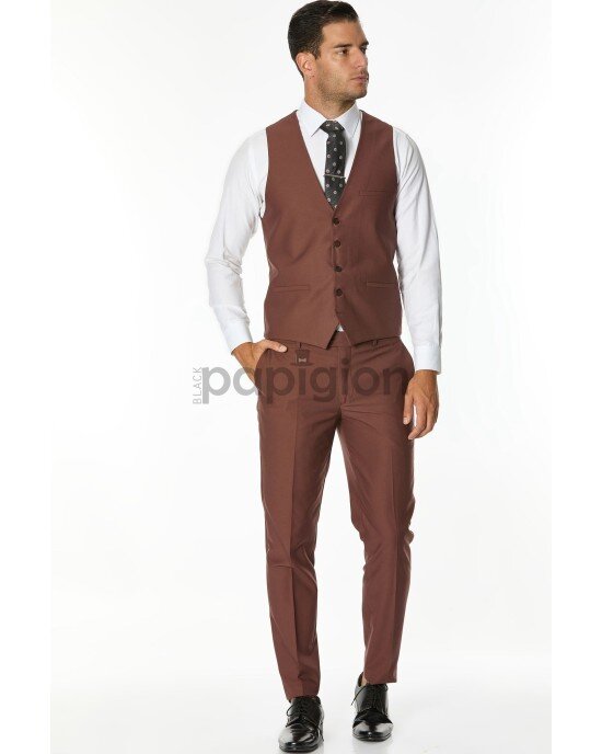 Κοστούμι Vittorio Firenze καφέ SLIM FIT