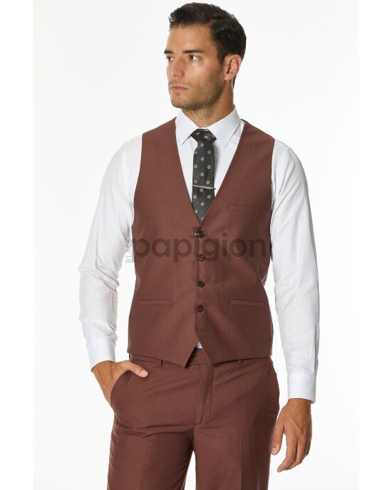 Κοστούμι Vittorio Firenze καφέ SLIM FIT
