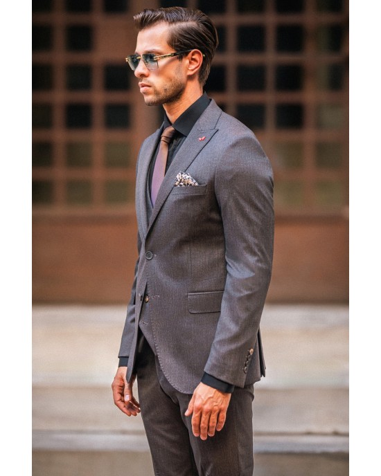 Κοστούμι Dezign καφέ SLIM FIT