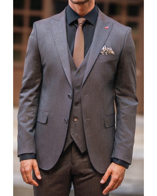 Κοστούμι Dezign καφέ SLIM FIT