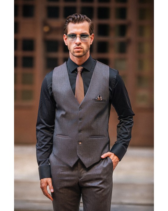 Κοστούμι Dezign καφέ SLIM FIT