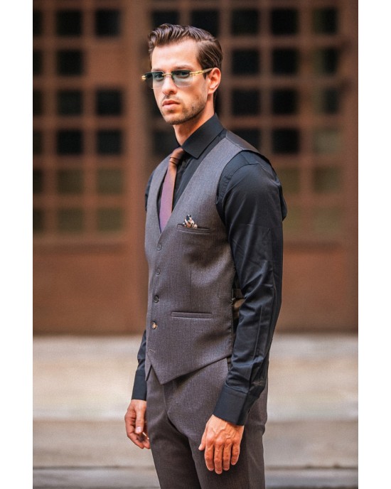 Κοστούμι Dezign καφέ SLIM FIT