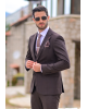 Κοστούμι Vittorio Mirano καφέ με άσπρη ρίγα SLIM FIT