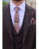Κοστούμι Vittorio Mirano καφέ με άσπρη ρίγα SLIM FIT