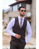 Κοστούμι Vittorio Mirano καφέ με άσπρη ρίγα SLIM FIT