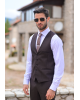 Κοστούμι Vittorio Mirano καφέ με άσπρη ρίγα SLIM FIT