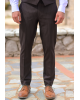 Κοστούμι Vittorio Mirano καφέ με άσπρη ρίγα SLIM FIT